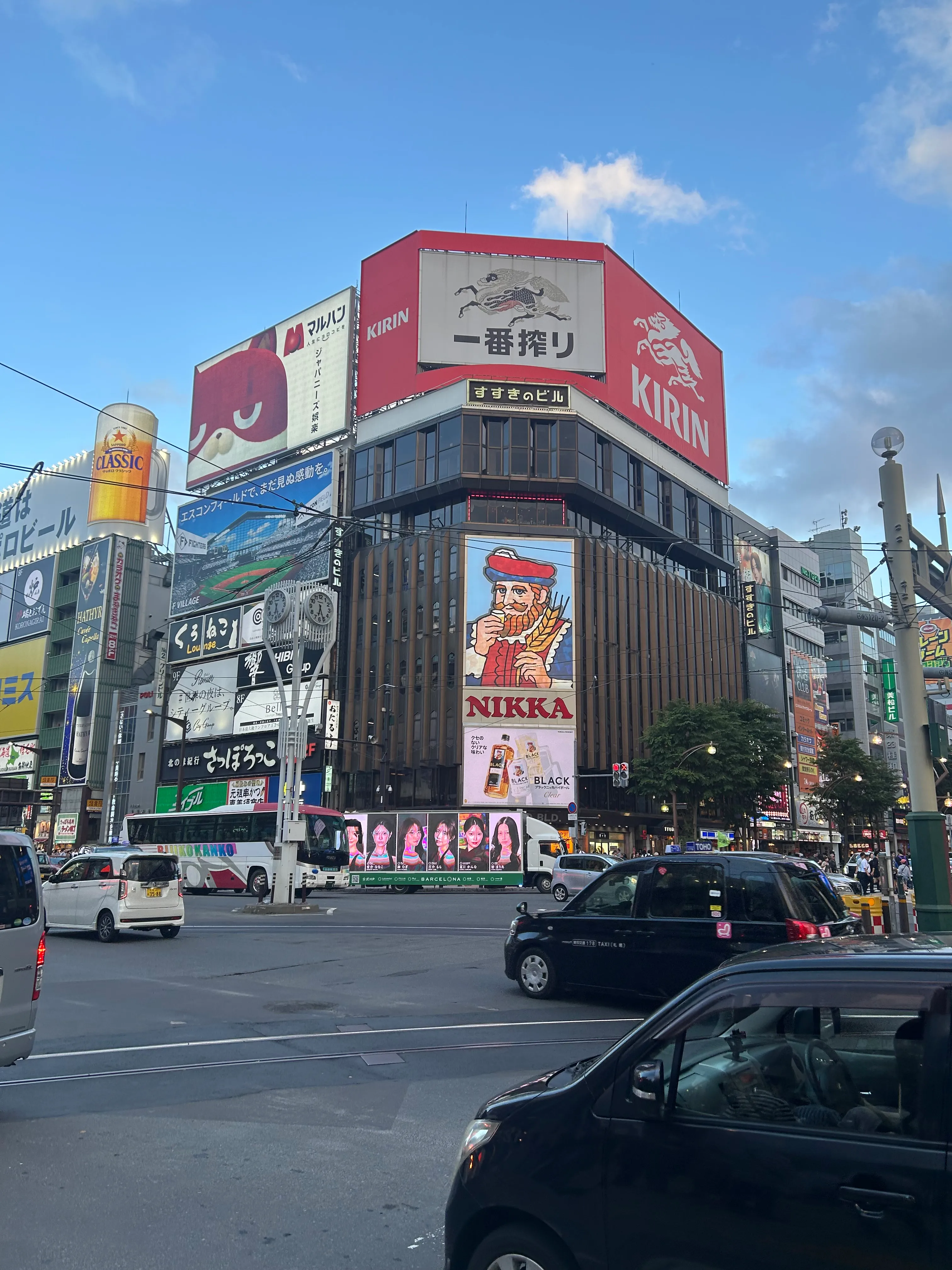 すすきの交差点のニッカウヰスキーの巨大看板