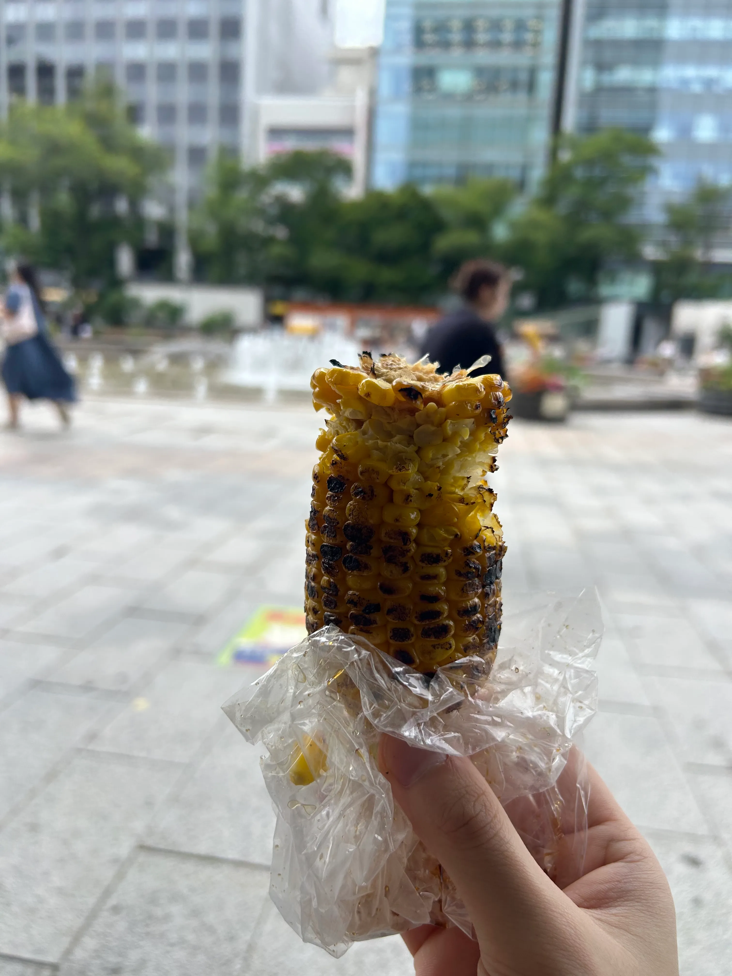 大通公園の屋台で買った焼きとうもろこし